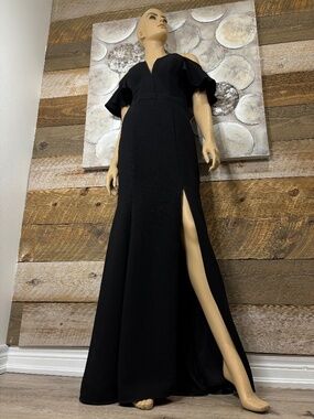 Black Off-Shoulder Evening Gown | High Slit | Size 8 | NWT